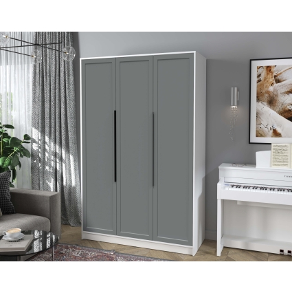 Шкаф распашной Тренд КТ-Ш3 (Белый платинум ЛДСП/ Серый ЛМДФ) Ш1360 В2128 Г547 Шкаф распашной Тренд КТ-Ш3 (Белый платинум ЛДСП/ Серый ЛМДФ) Ш1360 В2128 Г547